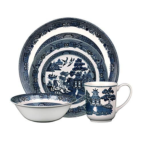 Johnson Brothers Willow 4 Piece Place Setting, Blue And White