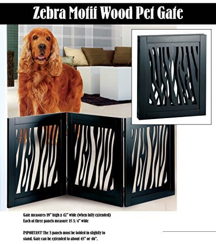 DIE-Cut 3 Panel Adjustable Wood Zebra Motif PET GATE