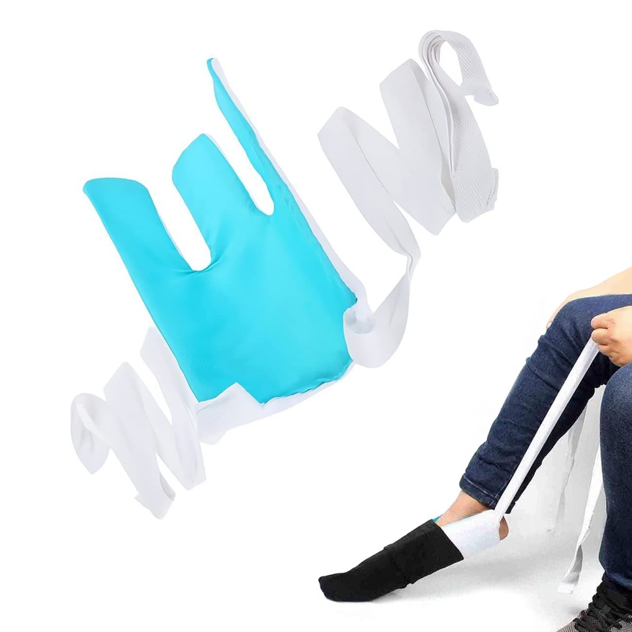 Sock Aid Tool for Putting Socks Easy On and Off for Elderly, Disabled, Pregnant, Diabetics - Pulling Assist Device - Sock Helper (Blue)