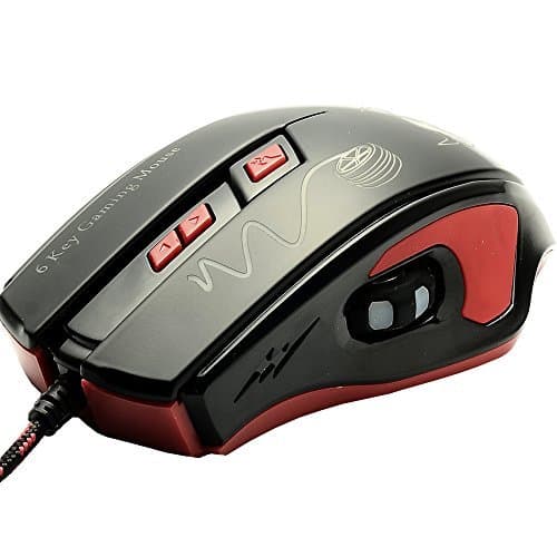 ZENBLU Left Scroll Wheel USB Port Office Laser Led Wired Gaming Mouse Ergonomic Optical High Precision 6 Buttons Adjustable 2400 DPI for Video Games Laptop PC Computer Desktop Notebook Tablet Film Red