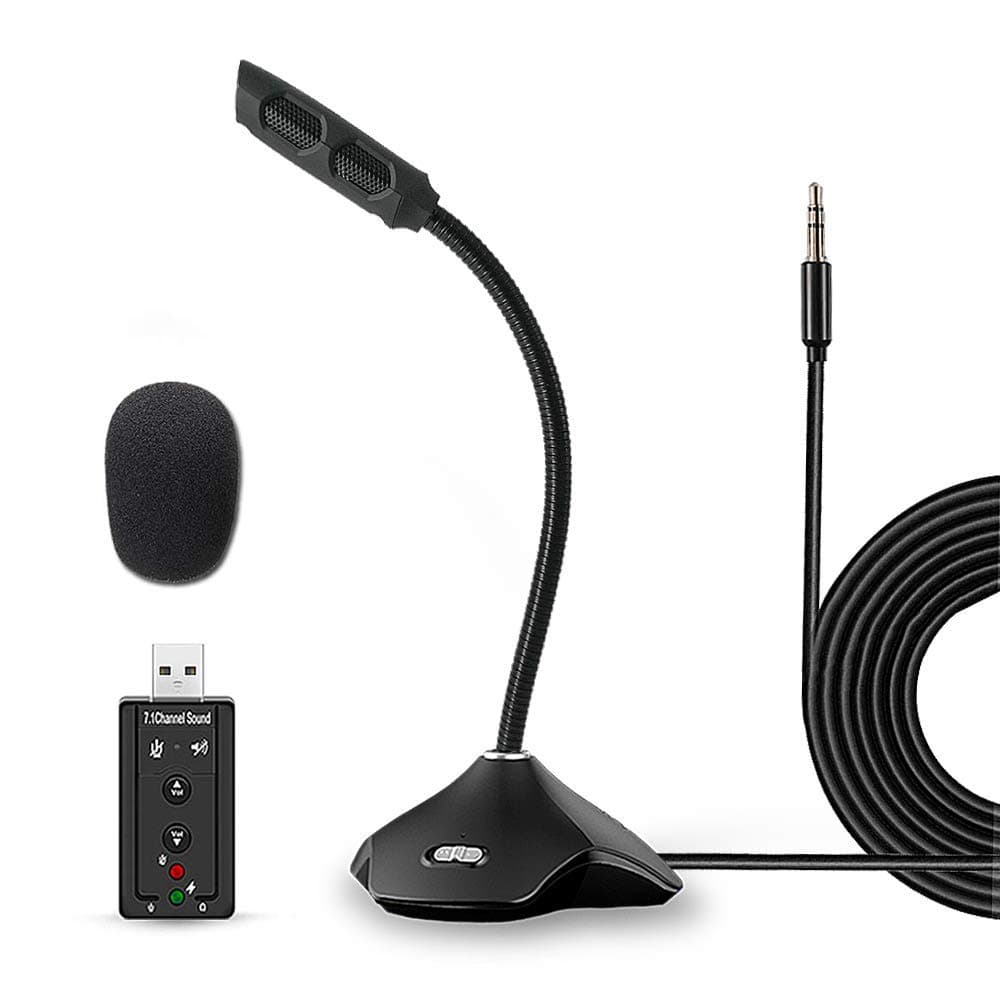 PC Microphone, XIAOKOA Plug and Play 3.5mm Jack Condenser Desktop Microphone Compatible Computer and Phone, Perfect for YouTube, Facebook, Skype Online Chatting, Gaming, Recording, Podcasting…