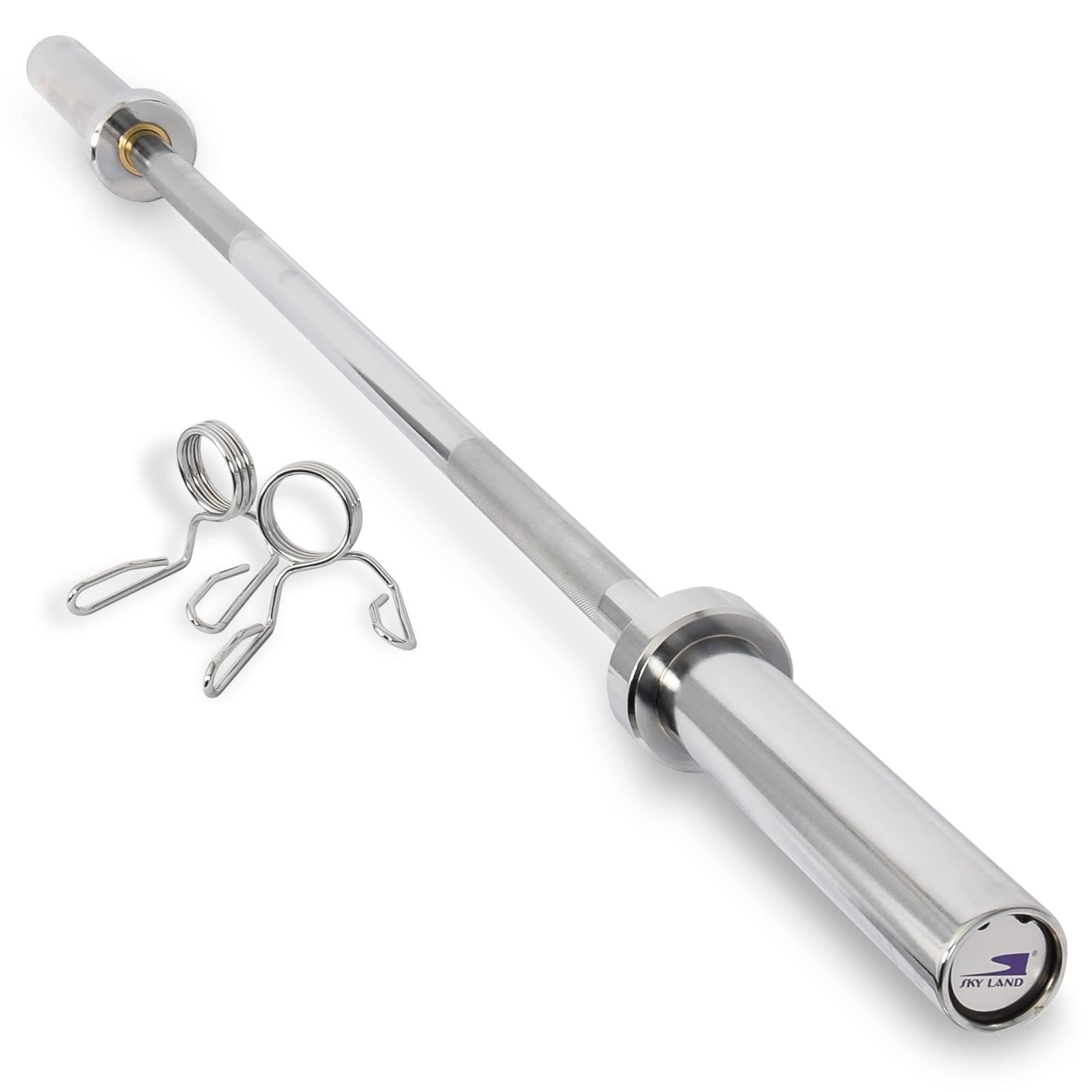SKY LAND Olympic Rod Bar, 1.2M Solid Steel Barbell with Chrome Finish for Powerlifting & Olympic Lifting, Compatible with 5 cm Weight Plates - EM-9265-Rod-1.2