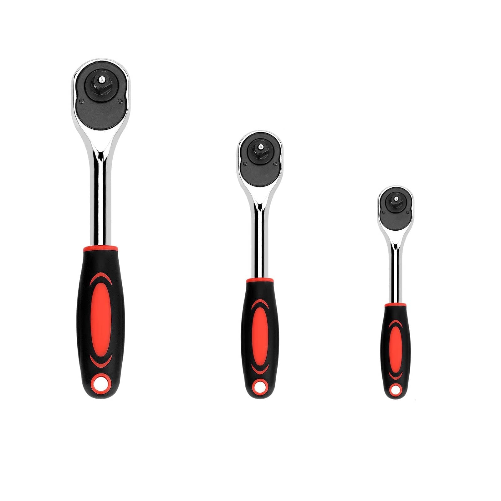 Trintion Socket Wrenches 1/2" 3/8" 1/4" Ratchet Spanner Set 3Pcs Drive Ratchet Wrench Tool Set ?Heavy Duty Quick Lever Release Wrench ?with Cushion Grip Handle Lock for Furniture Auto Car Repair