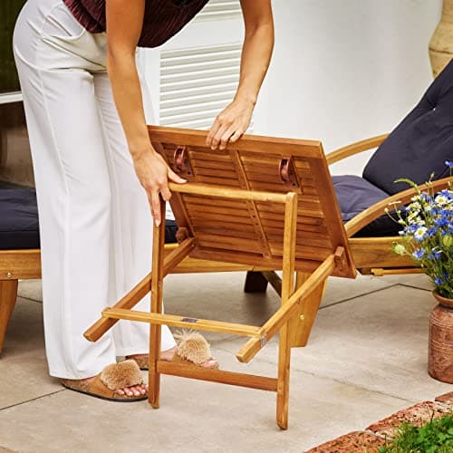 Folding Table Wooden Garden Side Table 46 x 46 cm Acacia by Deuba