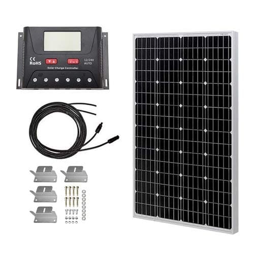 HQST 100 Watt 12 Volt Monocrystalline Solar Panel Kit with 30A PWM LCD Display Charge Controller