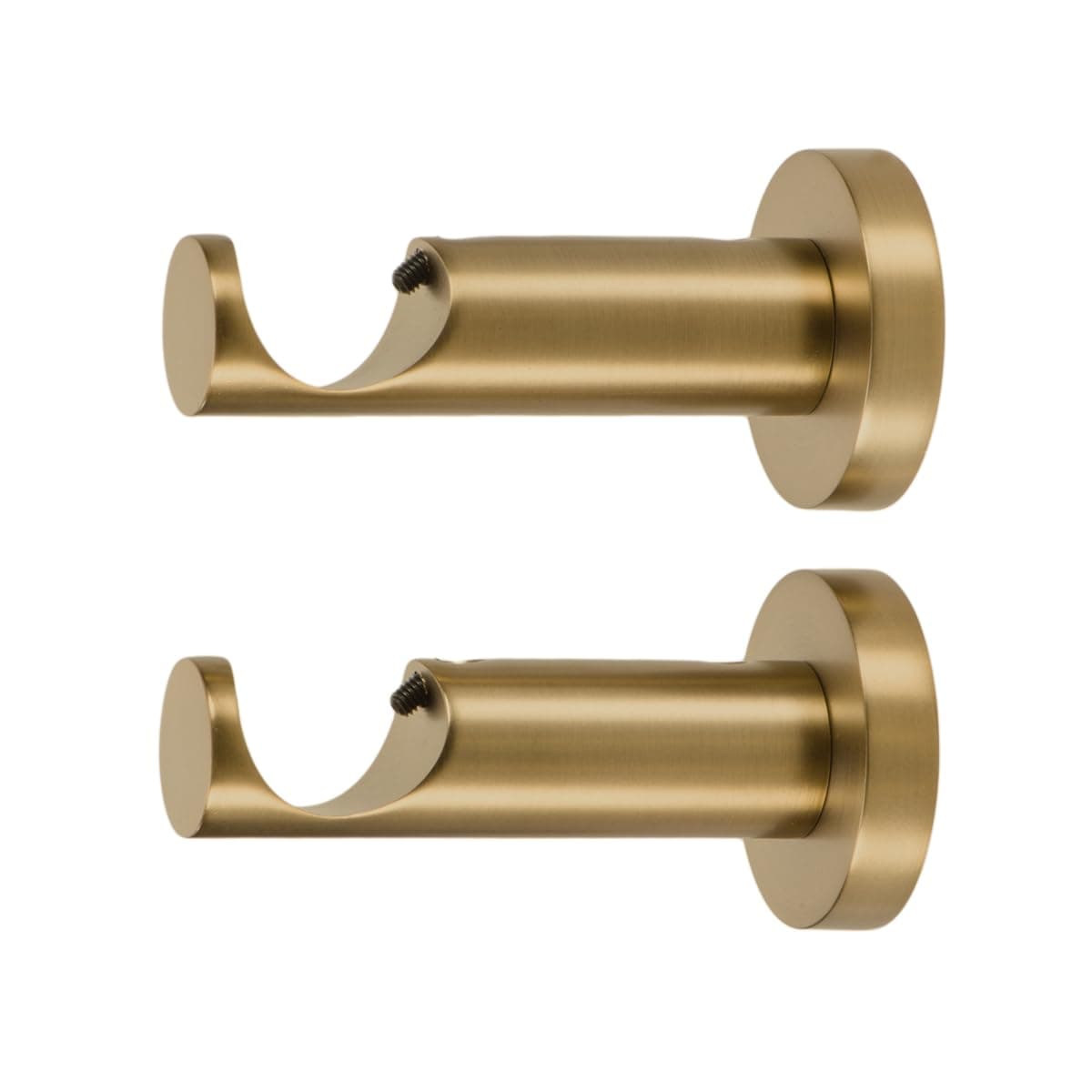 Ivilon Ceiling or Wall Mount Curtain Rod Brackets Holders for Curtain Rods of 7/8 and 1 Inch Diameter. Set of 2. Color Warm Gold