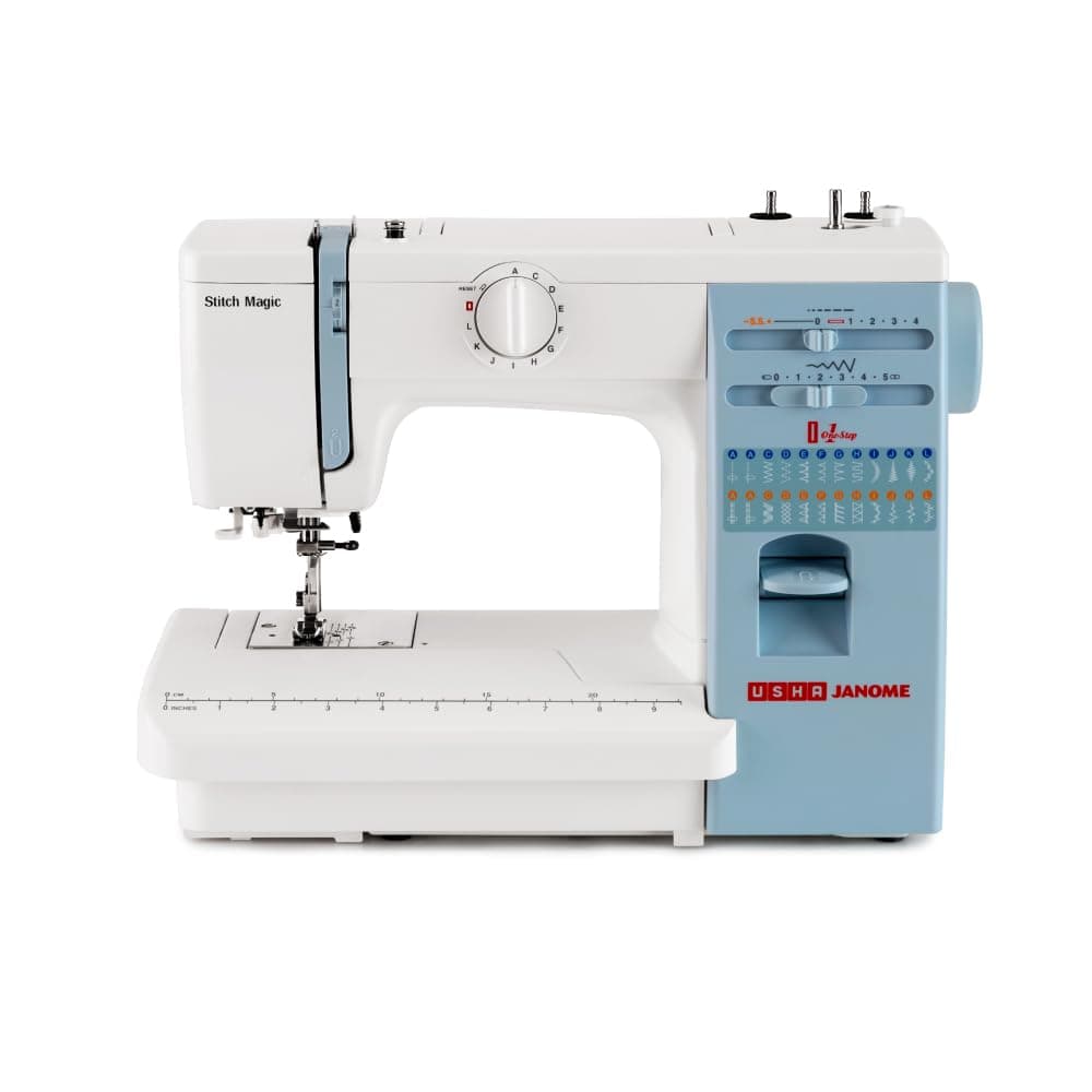 Janome Automatic Stitch Magic Sewing Machine with 57 Stitch Function(White And Blue)