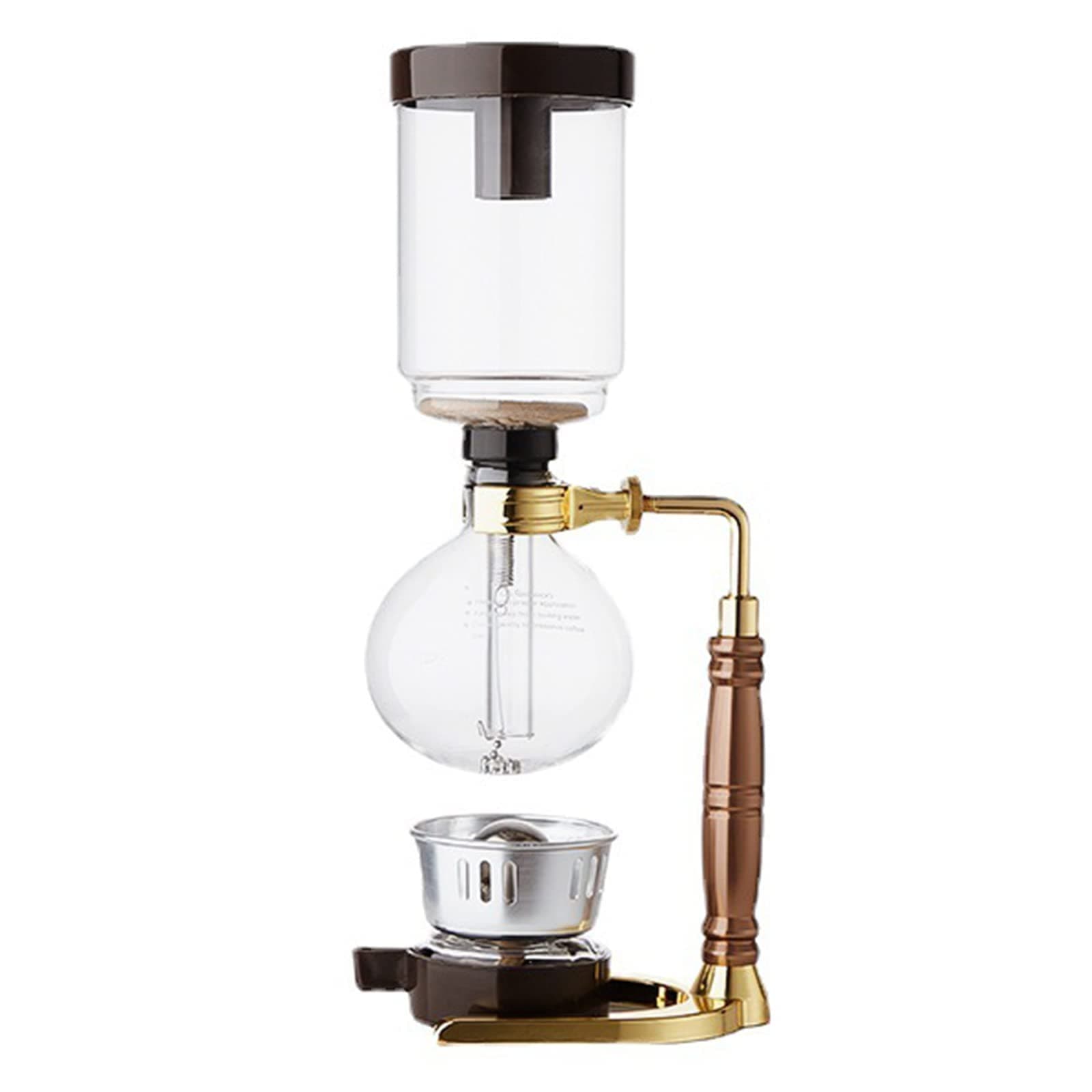 Syphon Coffee Maker Set, Manual Vacuum Coffee Siphon Brewer, Tabletop Glass Siphon Pot, Stainless Steel Bracket, for Coffee, Tea, 350ml/500ml