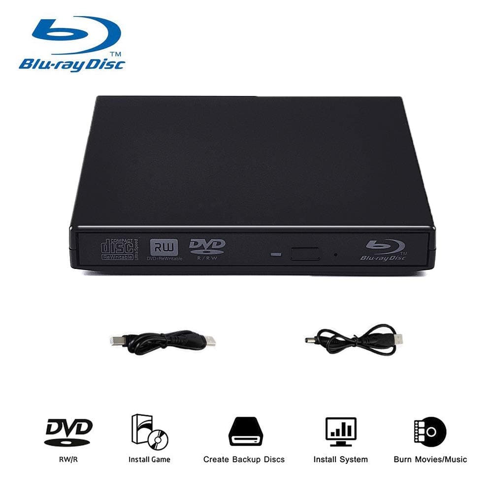 Blu-Ray Player, External USB DVD Drive Slim Portable DVD CD RAM Burner USB2.0 Combo High Speed Re-Writer Player for Laptop Notebook PC Desktop Computer