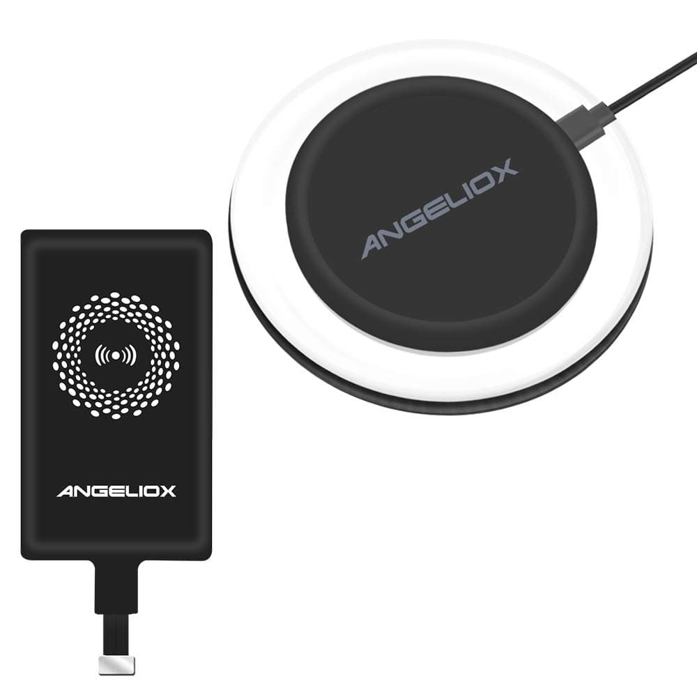 ANGELIOX Wireless Charger Pad Charging Receiver Compatible with iPhone 7/7 Plus / 6/6 Plus / 6s / 5Se / 5s / 5c / 5(Wireless Charging Receiver Included)