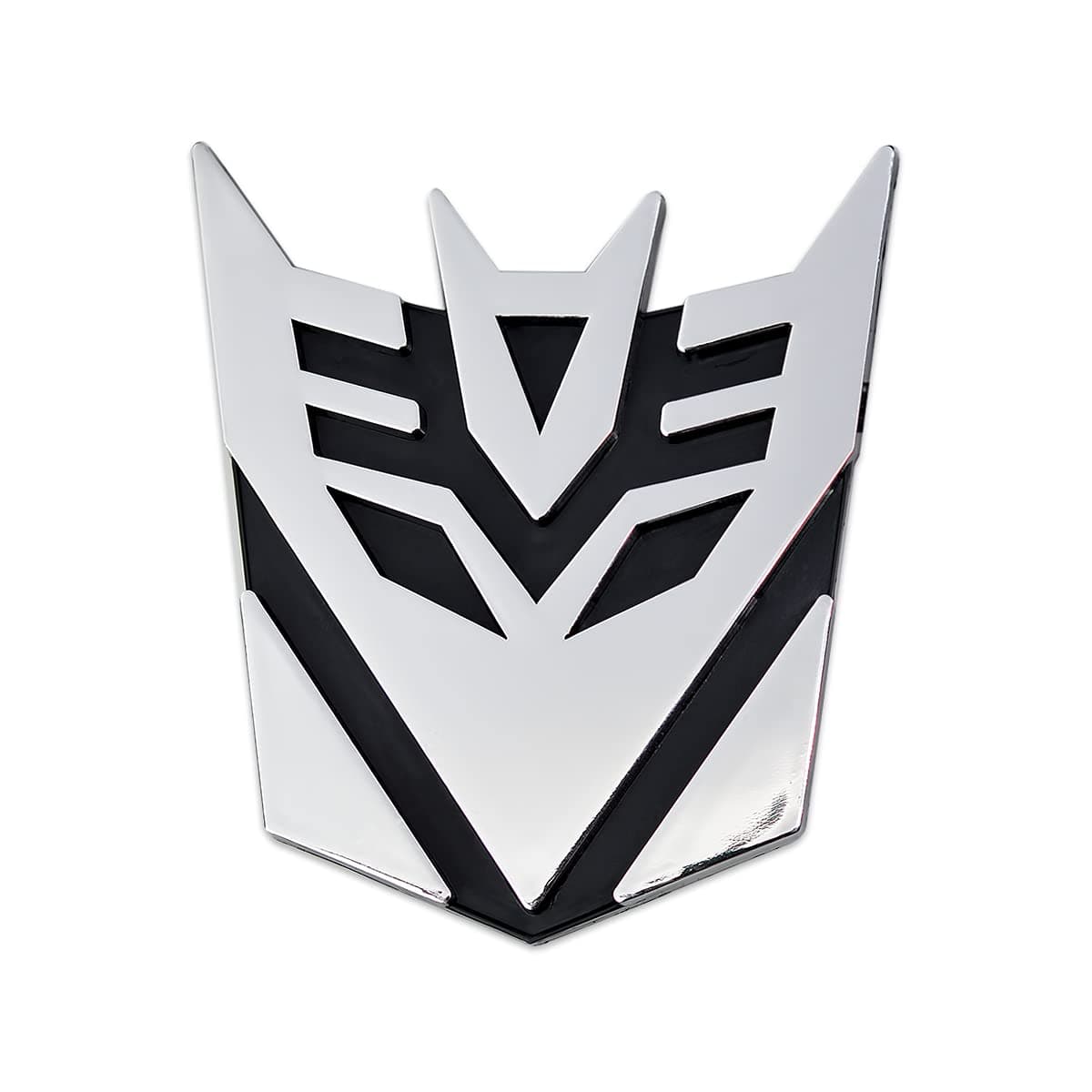 The Masonic Exchange Transforming Auto Robot Decepticon Auto Emblem - [Silver Chrome Finish][3 1/2'' Tall]