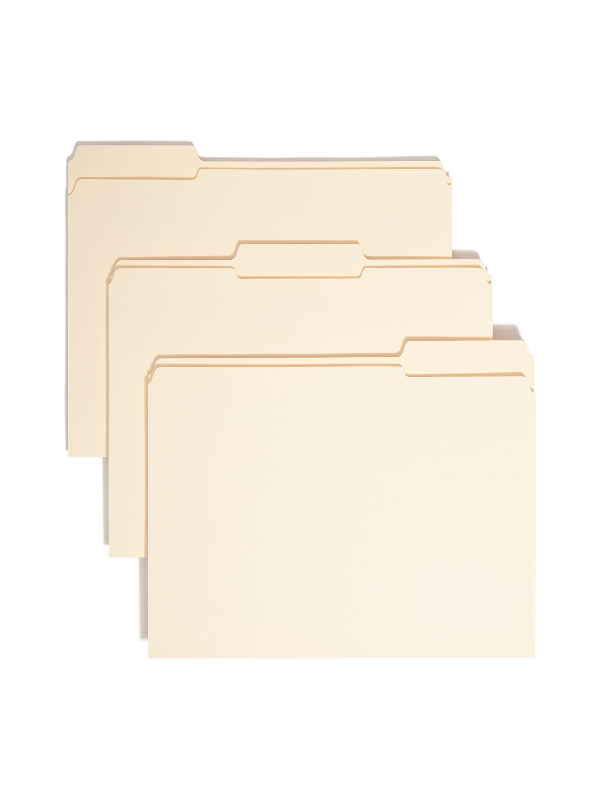Smead File Folder, Reinforced 1/3-Cut Tab, Assorted Positions, Letter Size, Manila, 100 per Box (10334)