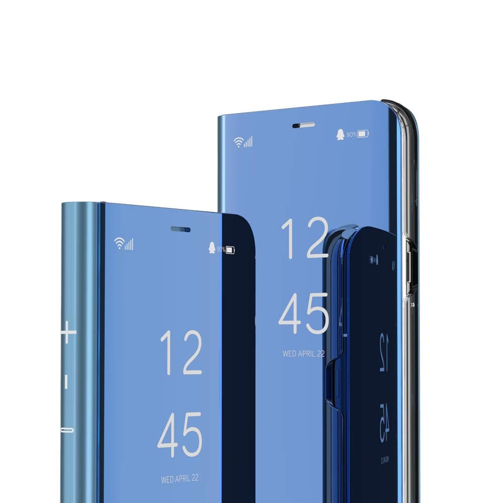 iPhone 11 Pro Max Case Luxury Bookstyle Clear View Window Electroplate Plating Stand Scratchproof Full Body Flip Folio Ultra Slim Cover for iPhone 11 Pro Max 6.5 Inch PU Mirror:Blue MX