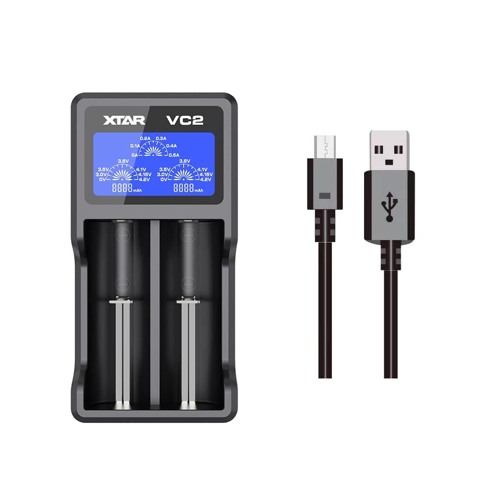 VC2 Premium USB Charger w/LCD Screen for 3.6V/3.7V Li-ion/IMR/INR/ICR 10440 14500 14650 16340 17335 17500 17670 18350 18490 18500 18650 18700 20700 21700 22650 25500 26650 Li-ion Battery Charger