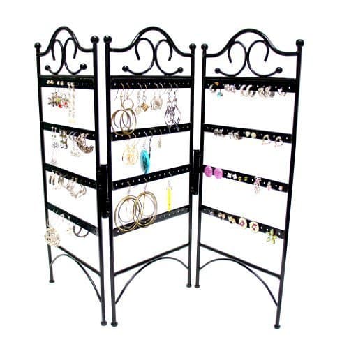 3-Panel Jewelry Organizer for Hanging Earrings