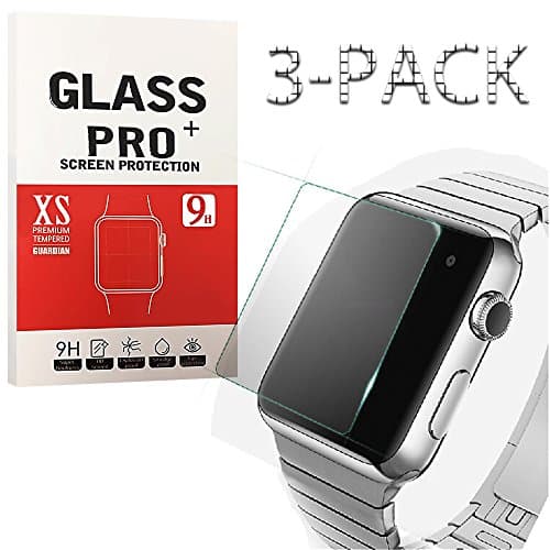 LUJI EET-175 Apple iWatch 3 Tempered Glass Screen Protector Anti-Scratch Anti-Fingerprint Bubble-Free Ultra-Thin HD-Clear Screen Protector for Apple iwatch 38mm[3-Pack] 01