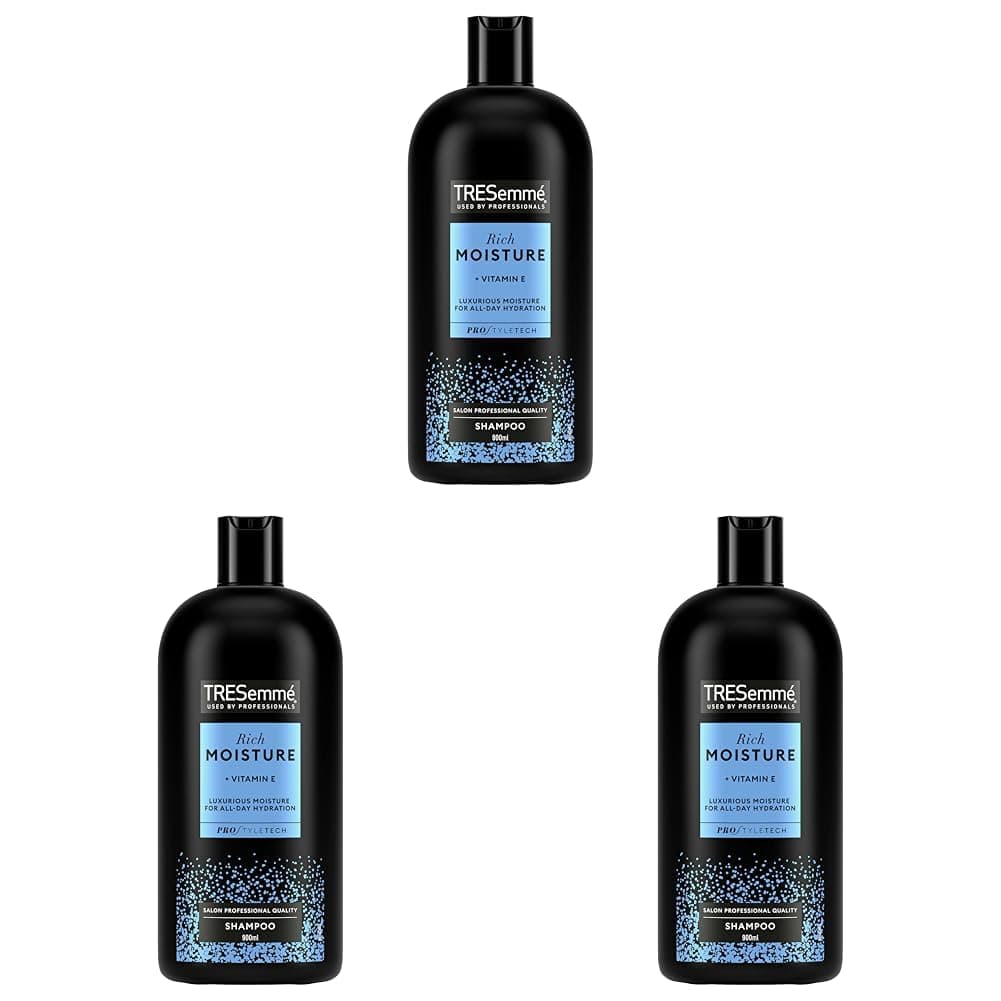 Rich Moisture Shampoo all-day hydration with vitamin E for dry, damaged hair 900 ml (Pack of 3)