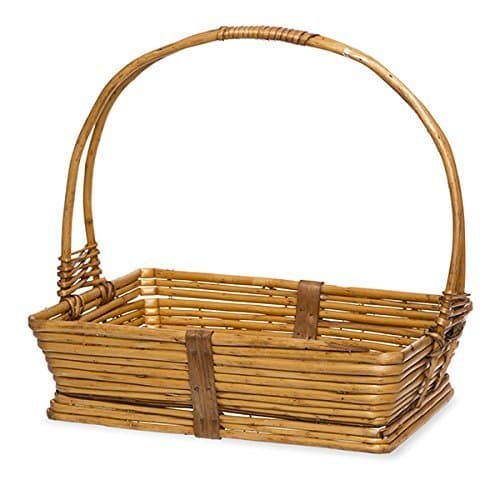 The Lucky Clover Trading Buff Rectangular Willow Handle Basket, Brown