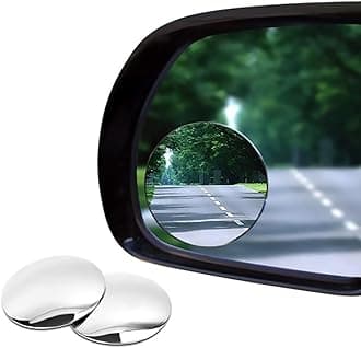 Blind Spot Car Mirror 2 Pack-2 Inch Round Rear View Convex Mirrors for Cars/SUVs/Motorcycles/Trucks/Trailers/Snowmobiles/Bicycles/RVs/Boats/Golf Carts with Rust Resistant Frame-HD Real Glass