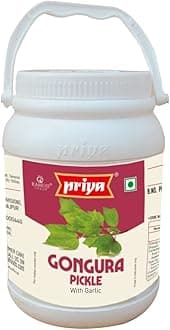 Gongura Pickle with Garlic, 1kg - Authentic Telugu Style Achar |Traditional South Indian Taste| Homemade Andhra Pickles| Tangy and Spicy|With Tamarind Paste, Gongura Leaves and Mixed Spices