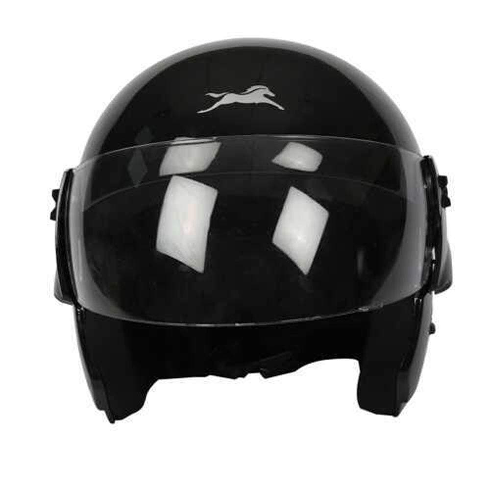 Half Face Motorcycle Helmet, ISI DOT Certified, Clear Visor, Black, Size Large