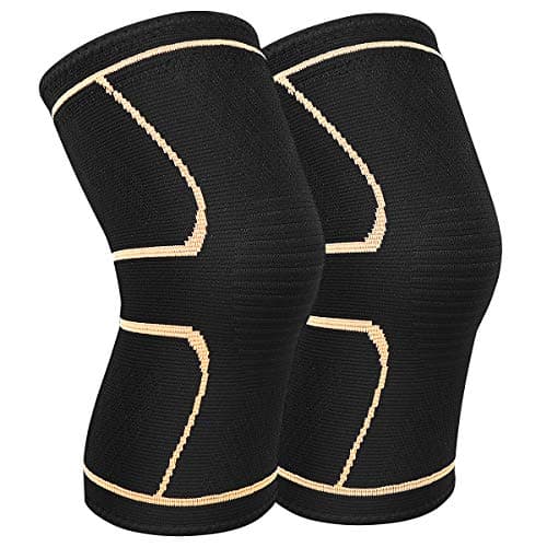 AVIDDA Knee Brace Support Pair for Men Women, Copper Compression Knee Sleeve for Joint Pain Relief, Arthritis, Meniscus Tear, Injury Recovery, Running, Squats, Weight Lifting, Football Gold L