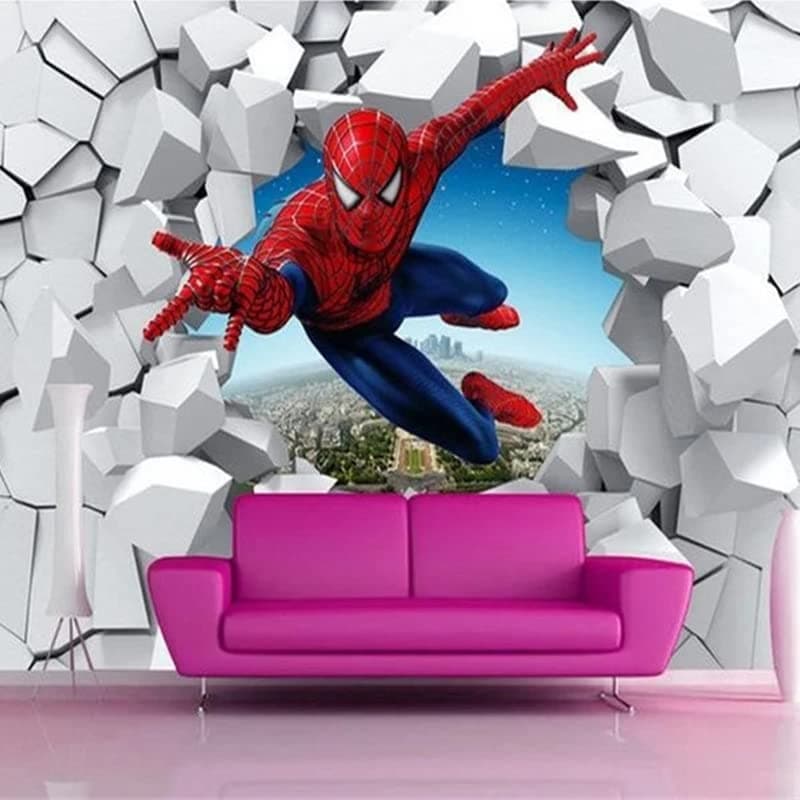 Custom Size Wall Murals,3D Cartoon Broken Wall Mural,Removable Peel and Stick Self-Adhesive Wall Murals Large Photo Wallpaper