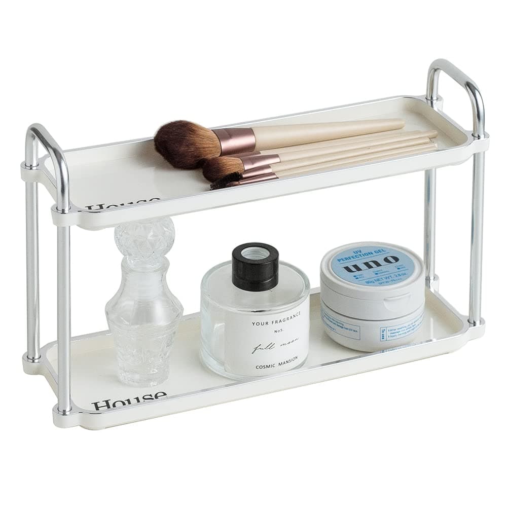 3.54 Inch Desktop 2-Layer Storage Rack,Countertop Storage Shelf for Bathroom, Kitchen, Living Room, Bedroom, Dressing Table,White
