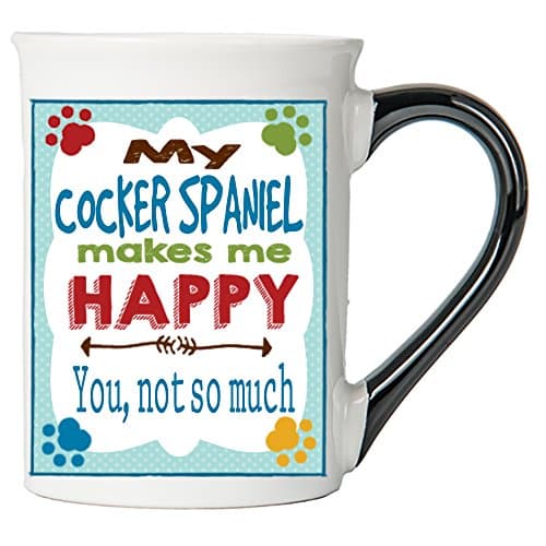 Cottage Creek Cocker Spaniel Large 18 Ounce Ceramic My Cocker Spaniel Makes Me Happy Cocker Spaniel Coffee Mug/Cocker Spaniel Mom Cocker Spaniel Gifts [White]