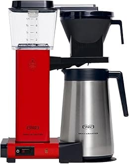 Moccamaster KBGT Coffee Maker with Thermal Carafe, Automatic Filter Coffee Machine, UK Plug, SCA Certified, Fast Brewing, Durable Metal Housing, Ideal for Home & Office - 1.25L, Red
