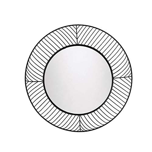 Wall Mirror, Bathroom Iron Hollow Frame Round Vanity Mirror, Unique Bedside Art Hanging Mirror (Color : Black)