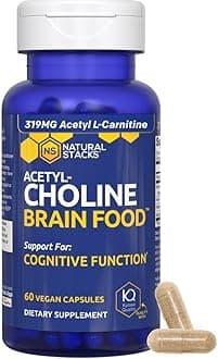 Natural Stacks: Acetylcholine Brain Food - Natural Brain Supplement - 30 Day Supply - Boosts Cognitive Function - Provides Better Mental Clarity - Helps Cut Through Brain Fog