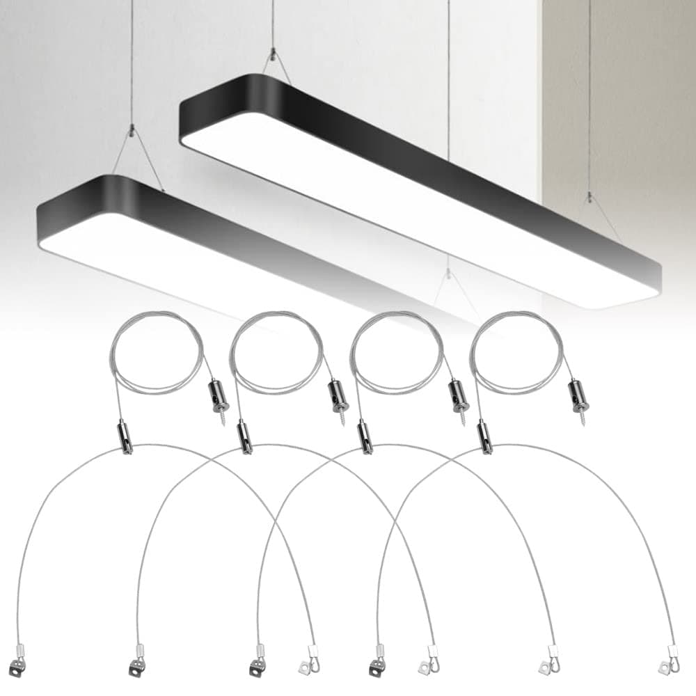 JUNMEIDO 4 Set Stainless Steel Ceiling Light Hanging Wire 1.5mm*1m LED Panel Wire Rope Mounting Kit Hanging Chains