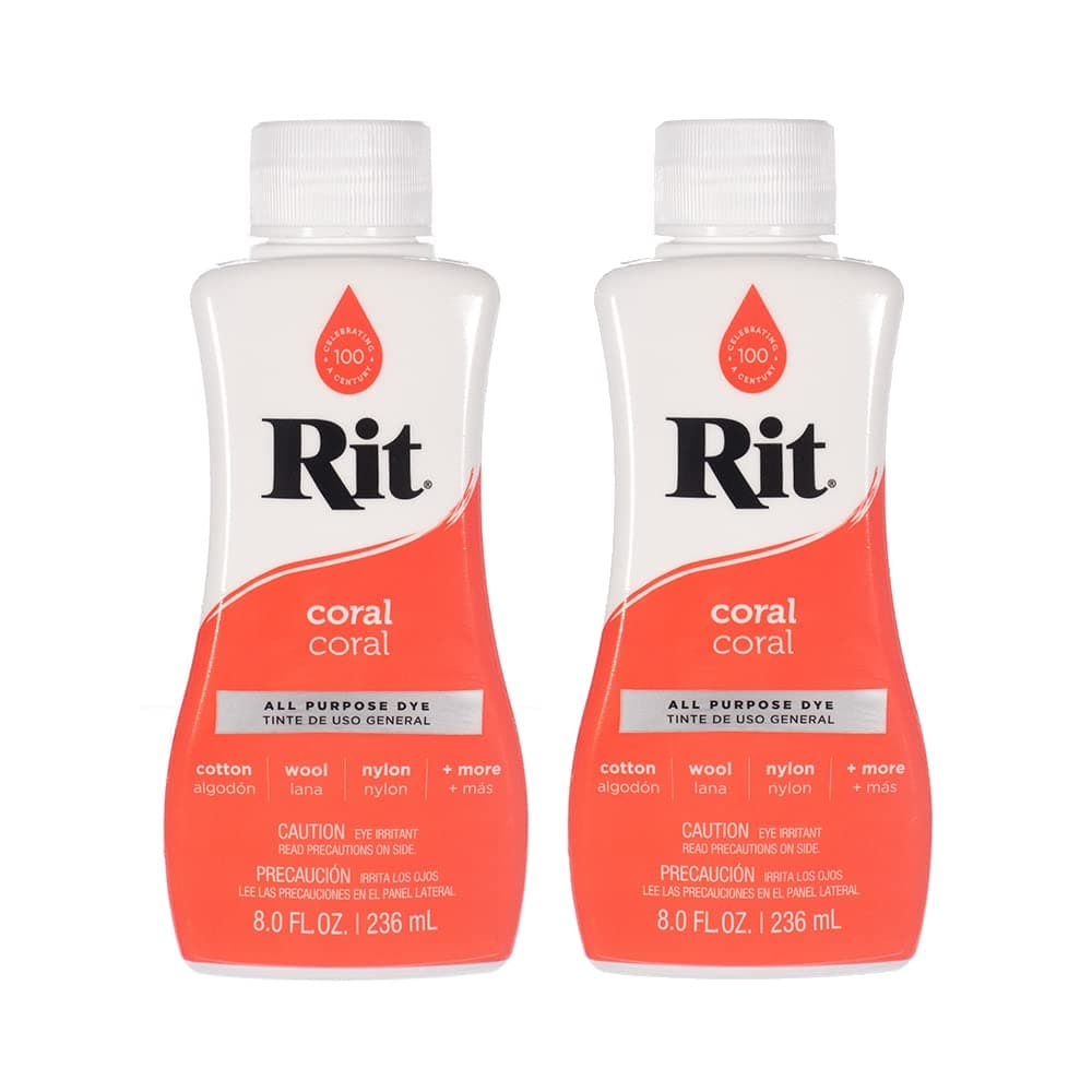 Craft CountyRit Dye Multi-Purpose Liquid 8 OZ. | Great for Clothing, Accessories, Décor, and Much More | 2-Pack, Coral