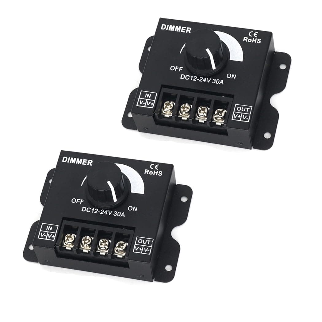 HiLetgo 2-in-1 LED Dimmer Switch 12V-24V 30A 360W Adjustable Voltage Regulator Brightness Controller for 5050 LED Strip Light