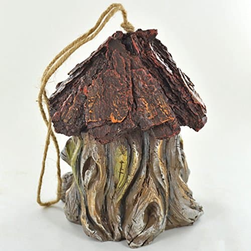 Prezents.com Decorative Bird House with Hanging Rope Ladybug Tree Nest Box Fun Garden Decor Height 17cm