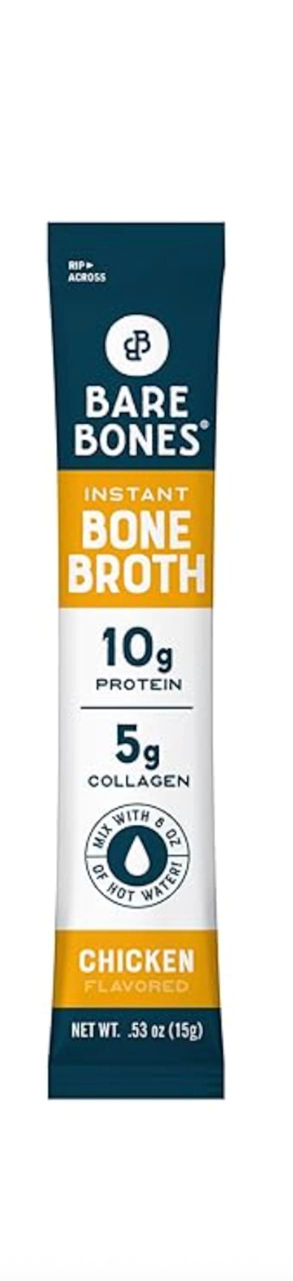 Chicken Bone Broth Instant Powdered Mix | Rich Savory Packets on-the-Go No Artificial Flavors | Keto & Paleo Friendly | 10g Protein | 32 Pack