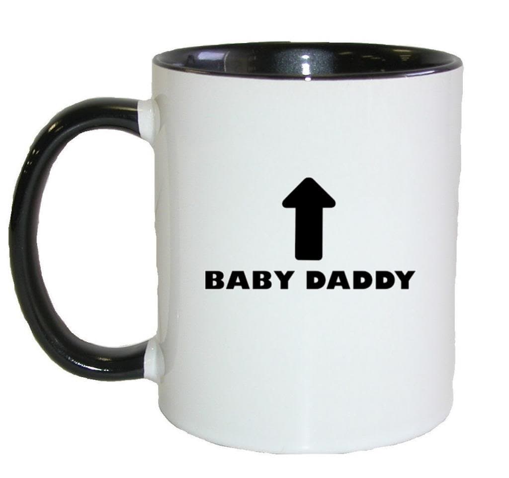Mashed Mugs - Baby Daddy (Up Arrow) - Coffee Cup/Tea Mug (White/Black)
