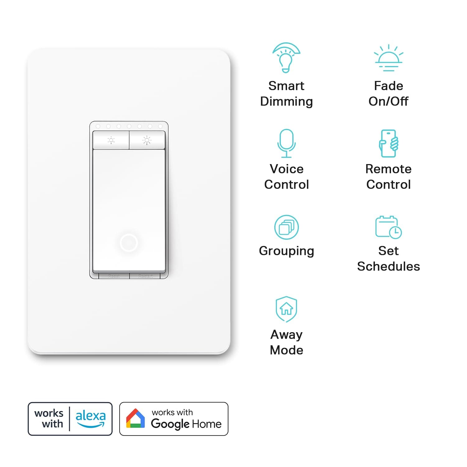Kasa Smart Dimmer Switch HS220, Single Pole, Needs Neutral Wire, 2.4GHz Wi-Fi Light Switch Works with Alexa and Google Home, UL Certified, No Hub Required, 1 Pack