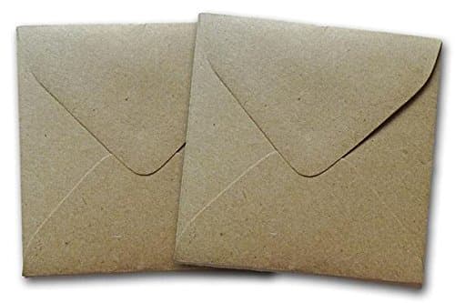 Small Brown Bag Kraft 3 1/8 Inch Square Envelopes 100% Recycled - 50 Pk