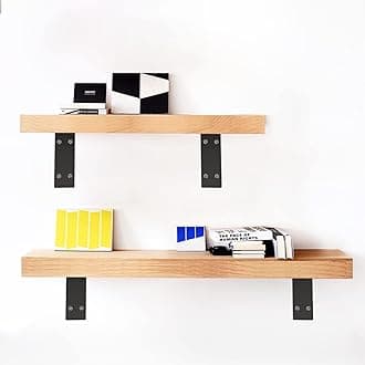 YUMORE Heavy Duty Shelf Brackets, 1/5IN Thicken Countertop Support L Bracket, Matte Black Rustic Industrial Metal Bracket Includes Hardware, 2 Pack (6"x4")