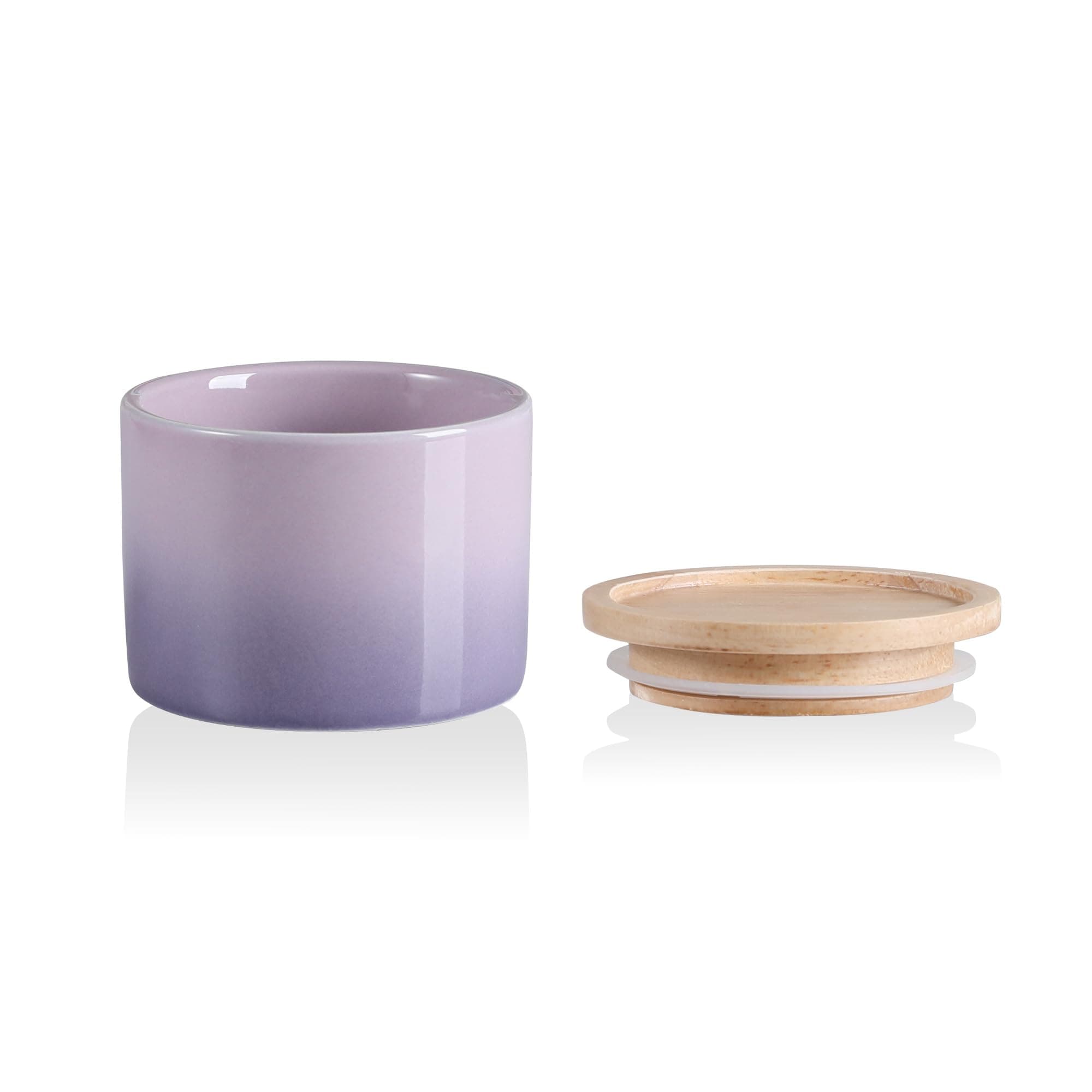 Sweejar Kitchen Canisters Ceramic Food Storage Jar, Stackable Containers with Airtight Seal Wooden Lid for Serving Ground Coffee, Tea, Sugar, Spice and More - 5 Fl Oz(Gradient Purple)