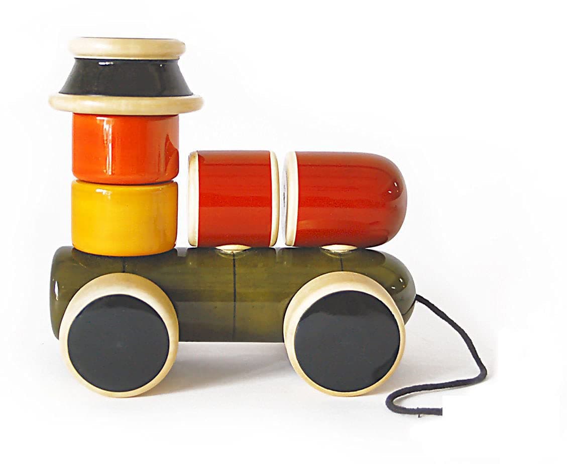 Maya Organic Handcrafted Wooden Toy Engine Stacker and Pull Toy