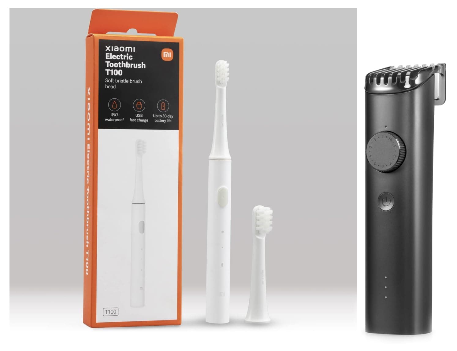 Mi Xiaomi Beard Trimmer 2C, 0.5Mm Precision, 40 Length Settings And 90 Min Run Time, Black & Mi Rechargeable Electric Toothbrush T100 For Adults With Dual Pro Mode(White,Pack Of 1) - Unisex-Adults