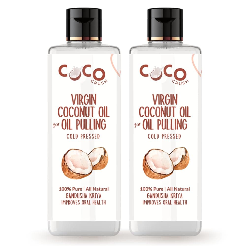 COCO CRUSH Cold Pressed Coconut Oil for Oil Pulling | Extra Virgin, 100% Pure & Natural | Gandusha Kriya - Coconut | Protect teeth, gums, and mouth (400ml (2 * 200ml))