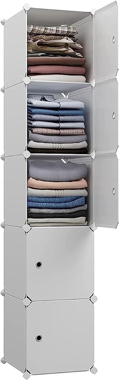 [ cube storage cabinet ] Cube Storage Organizer Cabinet Closet Storage Shelves Plastic Storage Shelving for Bedroom, Living Room, Office, (Sky Over) (5 Cube Storage Organizer Cabinet (White))