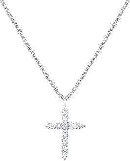 PAVOIPAVOI 14K Gold Plated Cubic Zirconia Cross Necklace for Women | Cross Faith Pendant Necklaces