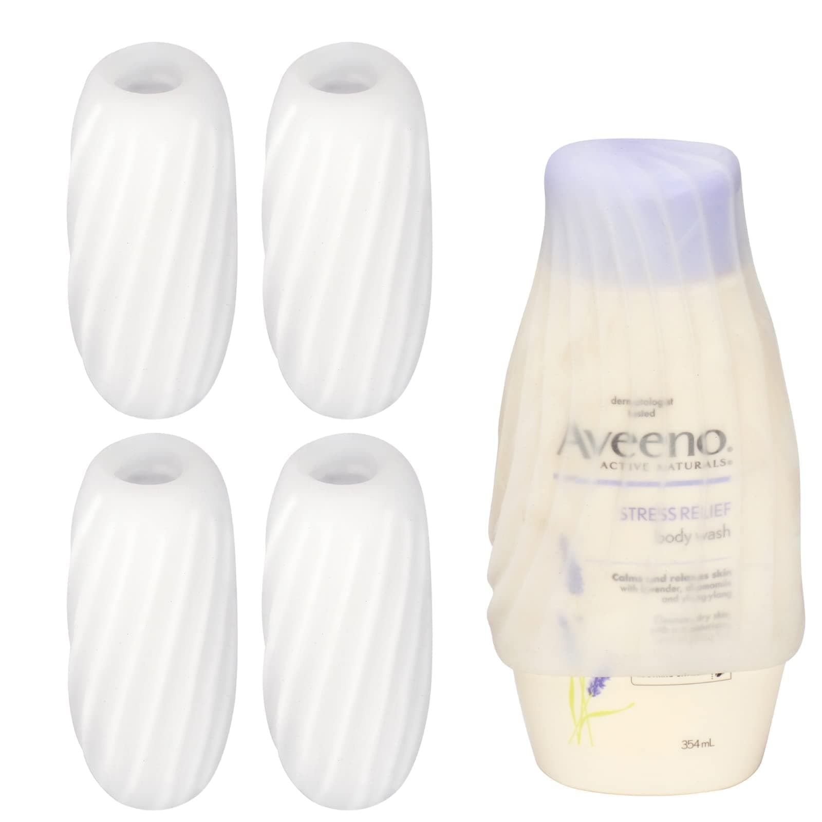 Elastic Sleeves for Leak Proofing - 4 Pack Silicone Leak Proof Sleeves for Travel, Reusable Accessory for Most Travel Container in Luggage, White