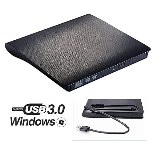 Protokart External DVD Drive USB 3.0, Portable CD DVD +/-RW Optical Drive Burner Writer for Windows 10 / 8 / 7 Laptop Desktop PC of HP Dell LG Asus Acer LG Asus Lenove Thinkpad Macbook Pro (Black), with 1 year warranty