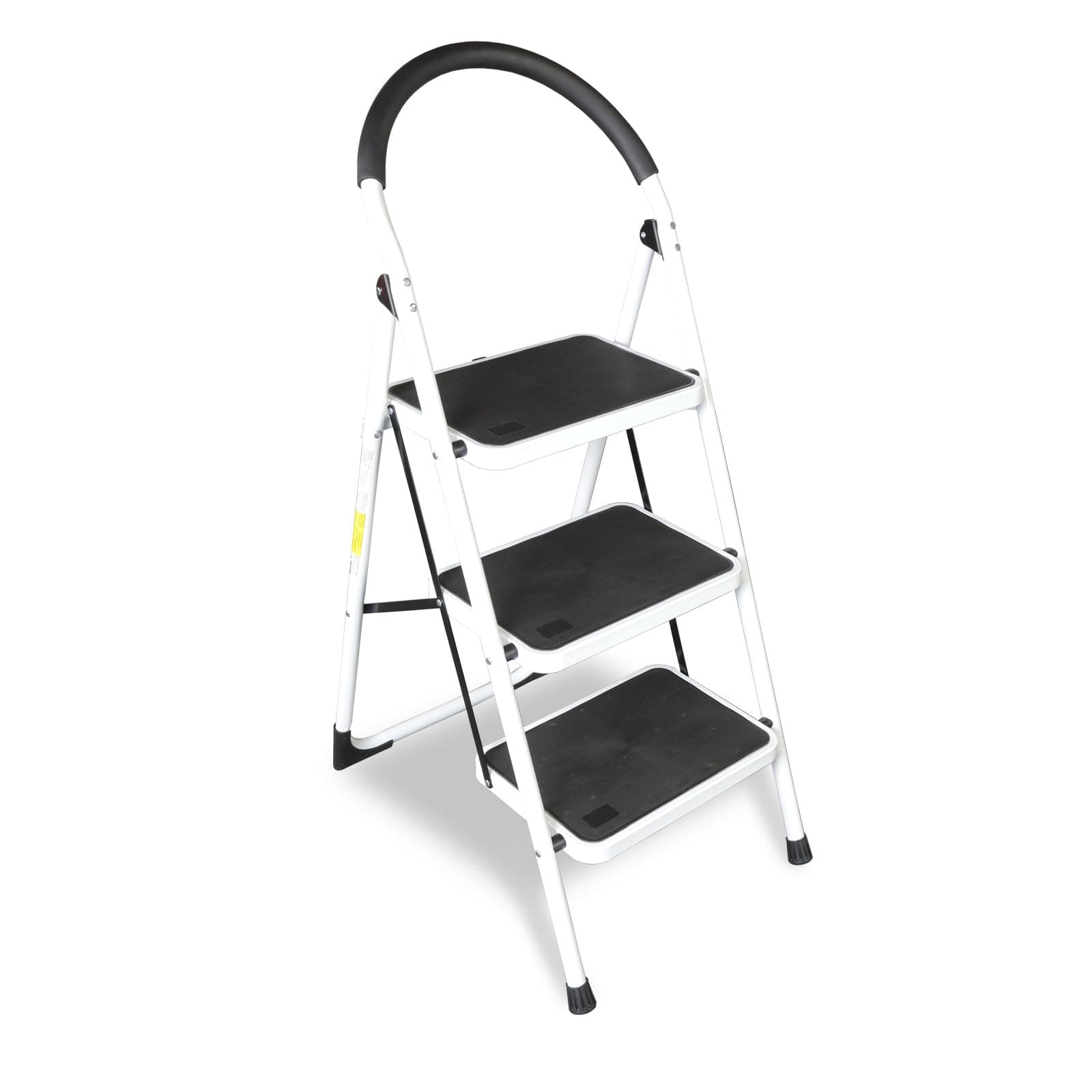 Jack Boss 3 Step Ladder, Folding Lightweight Step Stool with Wide Anti-Slip Pedal for Home, Office, Kitchen and Garage, Service Height 27.2 inch, 400 lbs Capacity